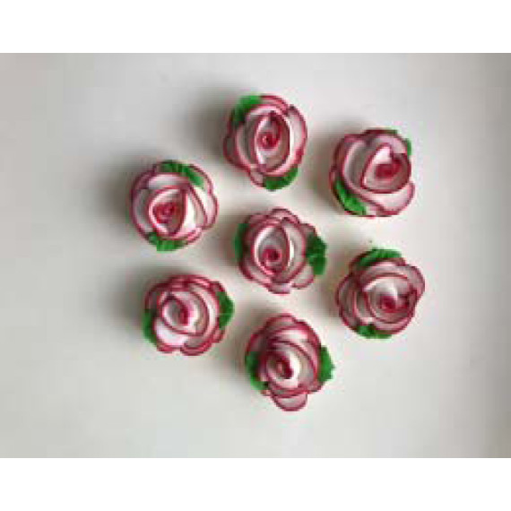 Троянда середня біла з червоним контуром (7шт) / 30шт