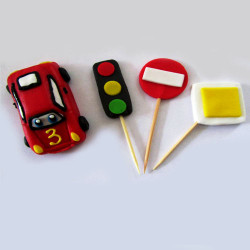 Машинка об'ємна и знаки / 46шт Машинка об'ємна и знаки / 46шт