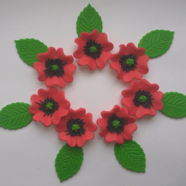 Маки середні з листочками /36шт